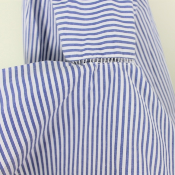 New Hi Low Blue White Stripe Bell Sleeve Top M L - Picture 4 of 8